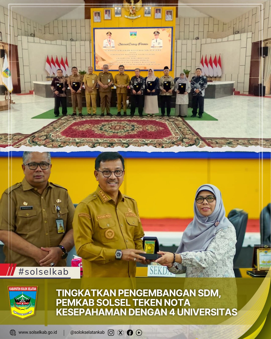 Tingkatkan Pengembangan SDM, Pemkab Solsel Teken Nota Kesepahaman dengan 4 Universitas